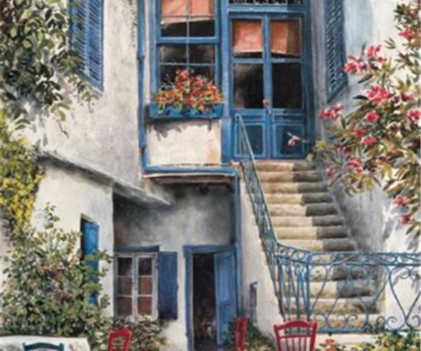 Namas su mėlynom langinėm