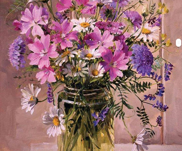 Gėlės stikliniame vazone